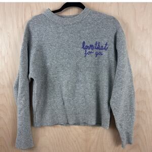 A New Day Gray Knit Sweater “Love That For You” Embroidered Size Small